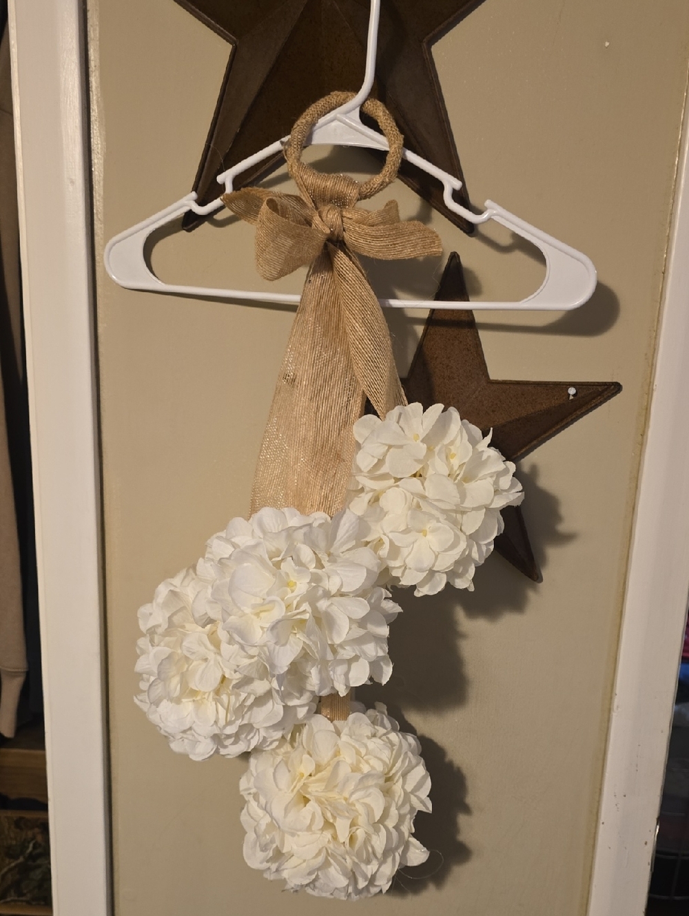 Home Accents White Hydrangea Hanging Pomander with Burlap Ribbon